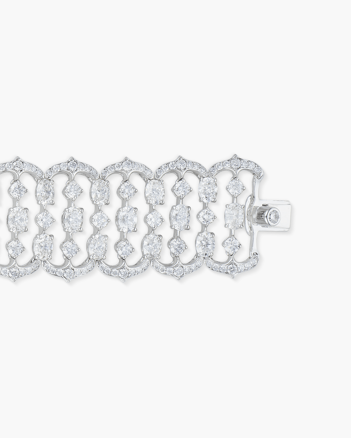 Oval Shape and Round Diamond Arch Bracelet