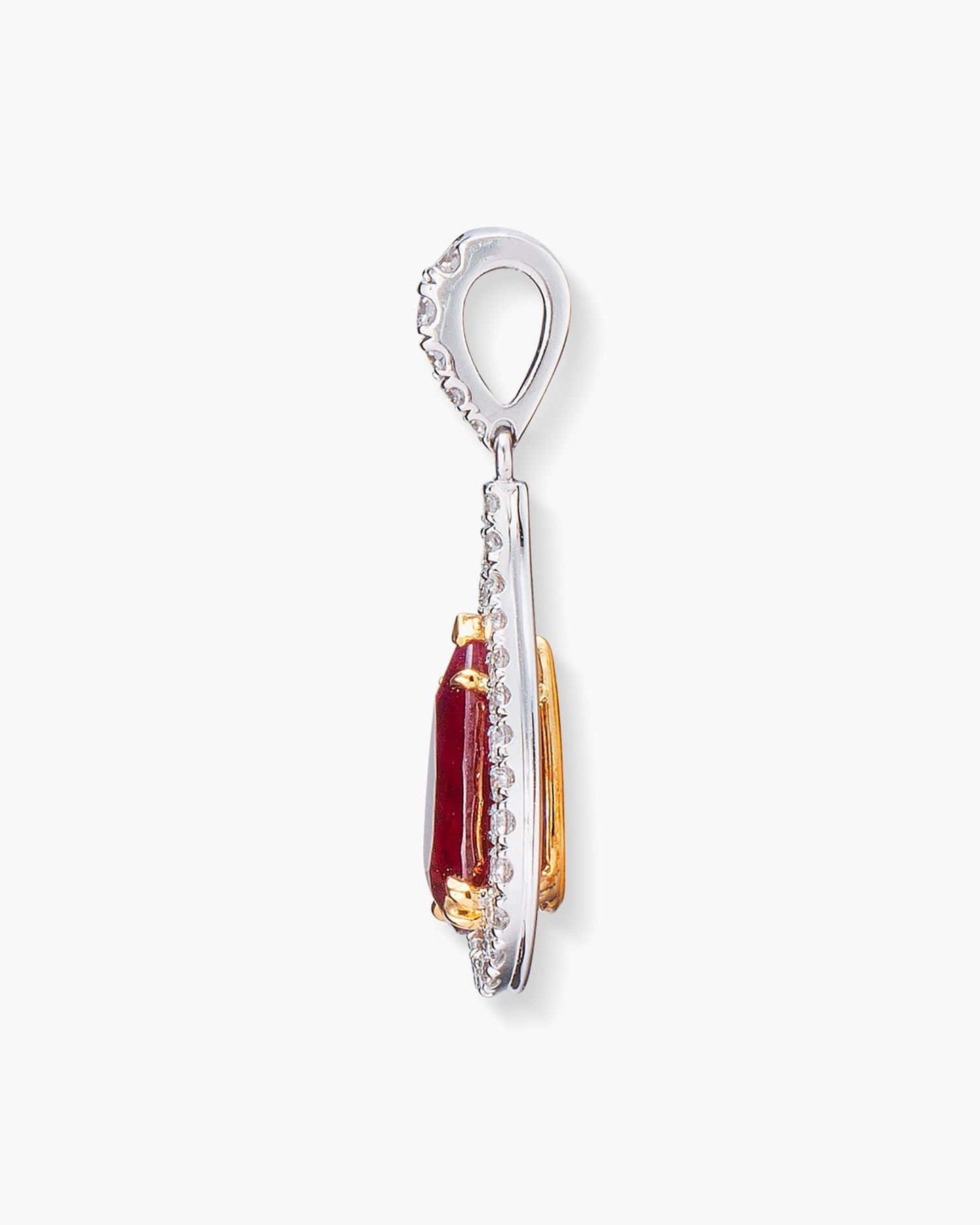 1.35 carat Pear Shape Burmese Ruby and Diamond Pendant Necklace