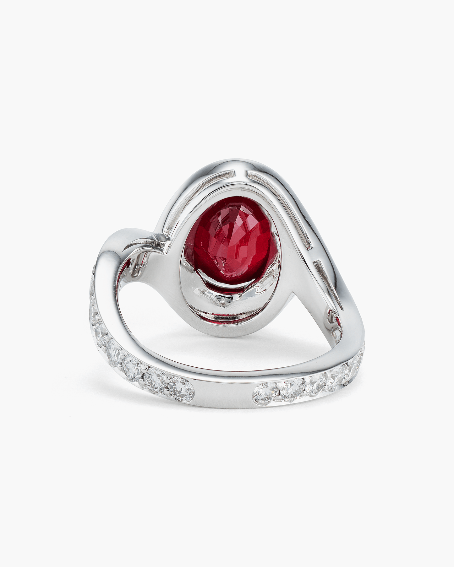 3.37 carat Oval Shape Mozambique Ruby and Diamond Ring