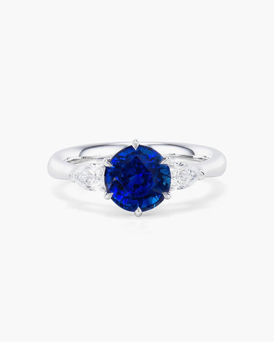 2.18 carat Round Cut Sapphire and Diamond Ring