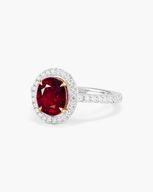 2.26 carat Oval Shape Mozambique Ruby and Diamond Ring
