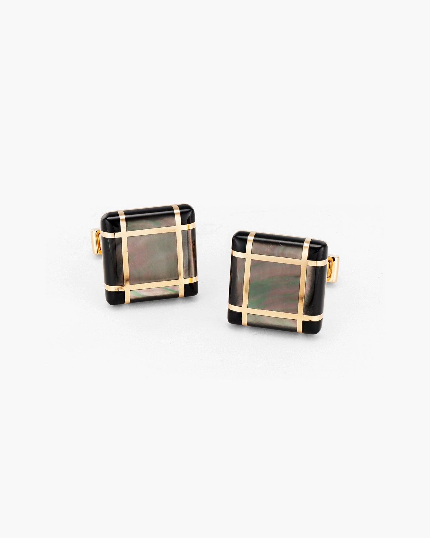 Black Mother of Pearl and Checkerboard Onyx Cufflinks