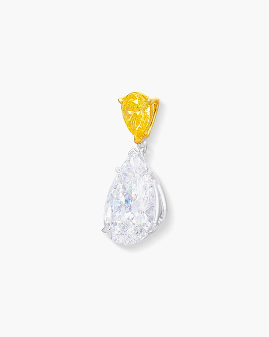 2.02 carat Pear Shape White and Yellow Diamond Pendant Necklace