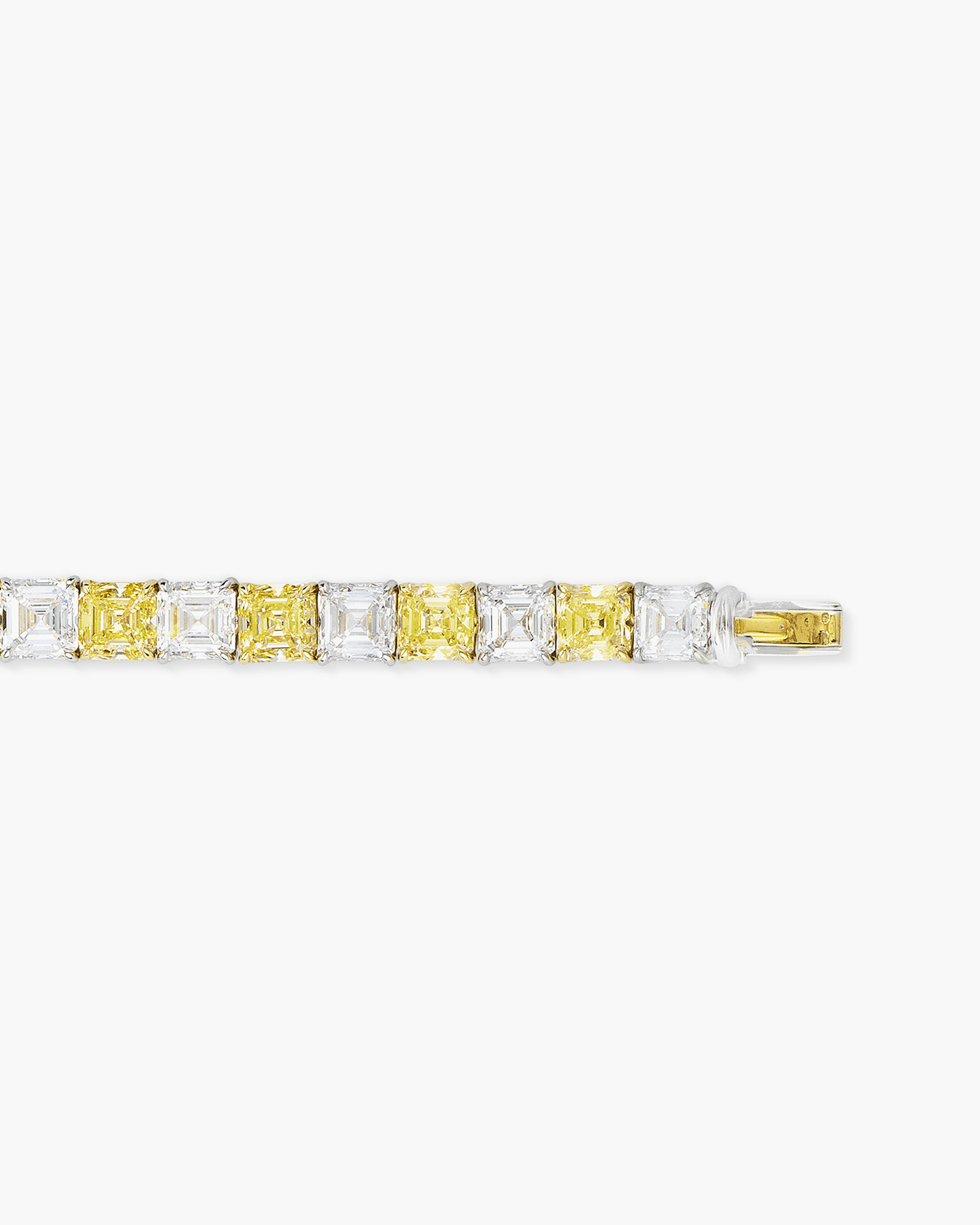 Asscher Cut Yellow and White Diamond Bracelet