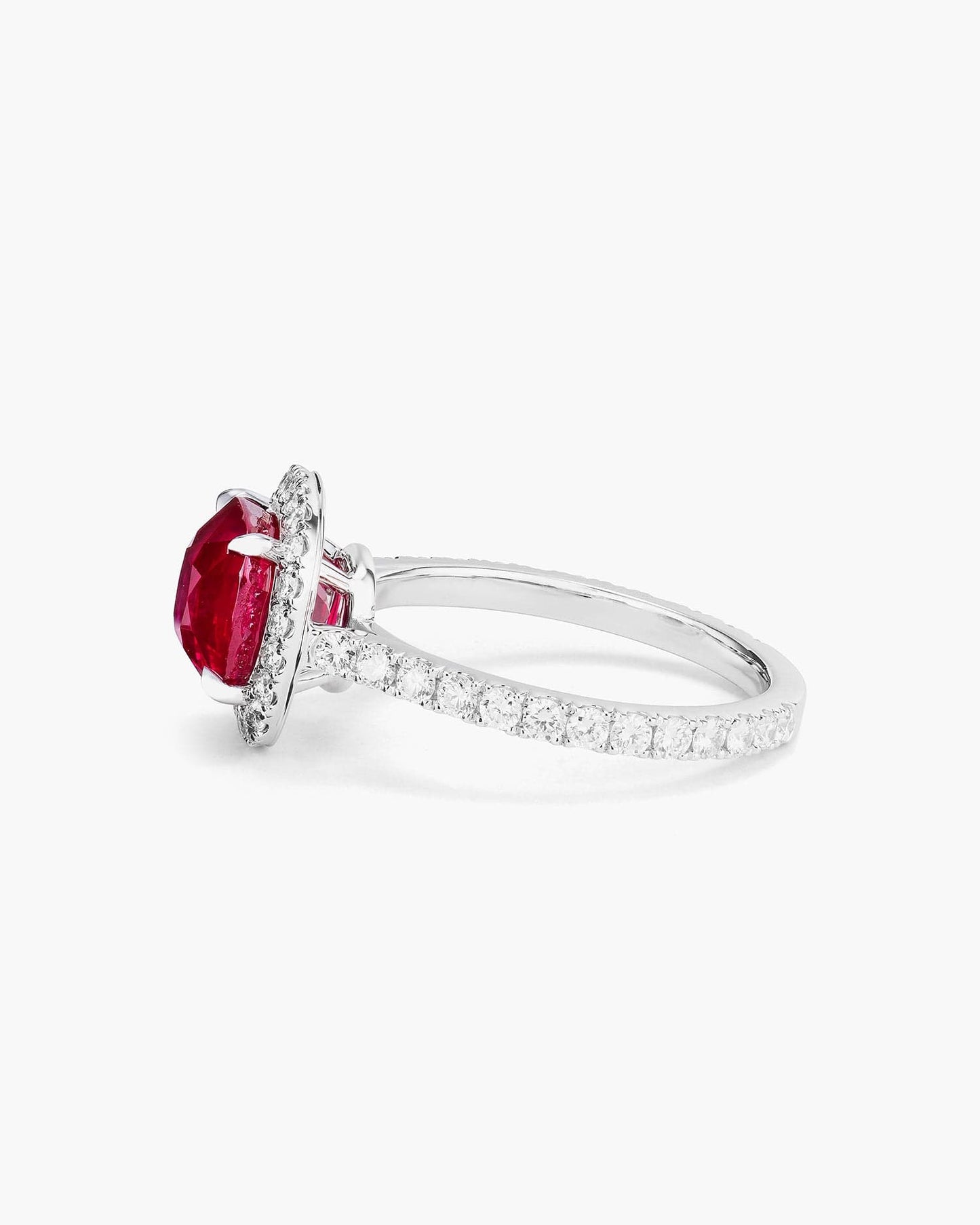 3.02 carat Cushion Cut Burmese Ruby and Diamond Ring