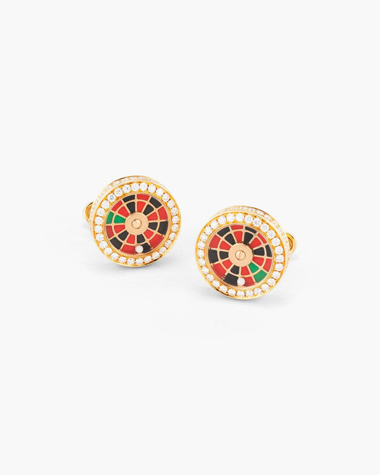 Diamond and Enamel Roulette Wheel Cufflinks