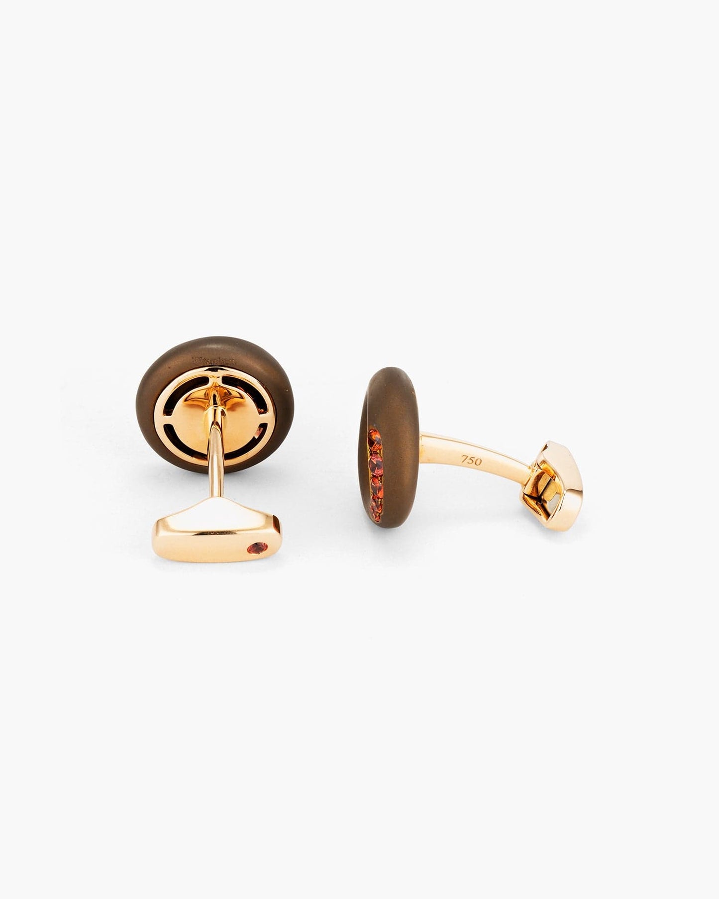 Orange Sapphire and Bronze Titanium Cufflinks