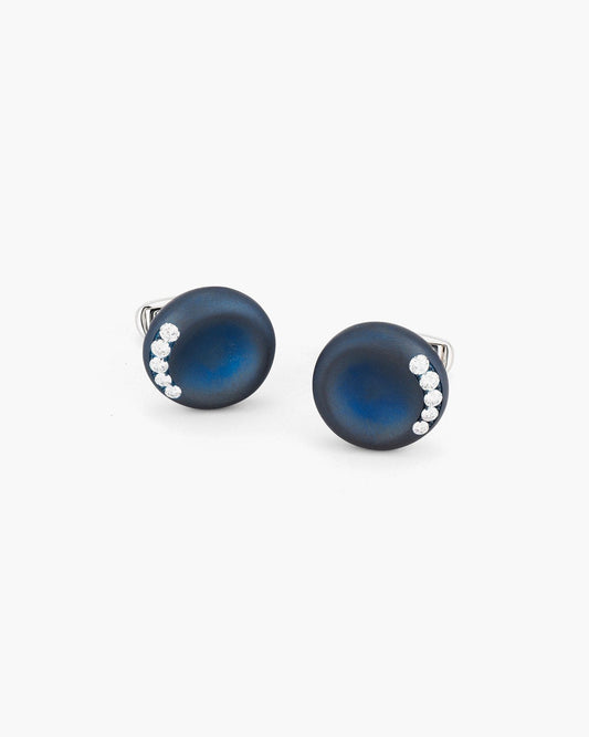 Diamond and Blue Titanium Cufflinks