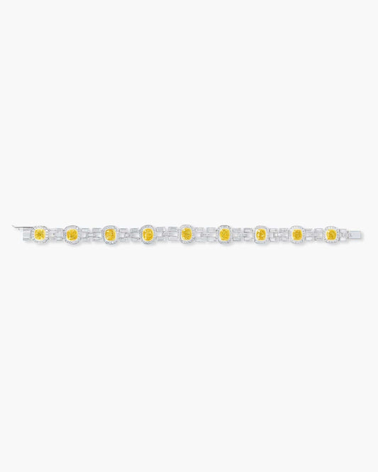 Cushion Cut Yellow and White Diamond Bracelet (0.70 ct)