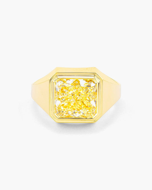 3.37 carat Radiant Cut Yellow Diamond Ring