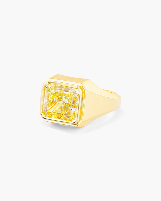 3.37 carat Radiant Cut Yellow Diamond Ring