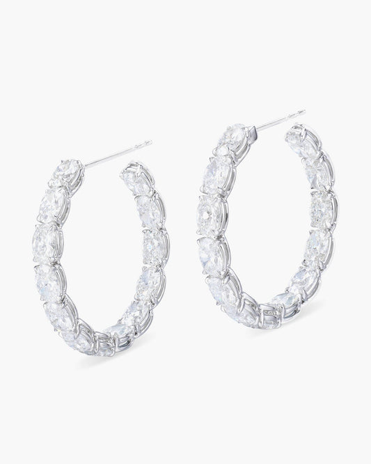 Oval Shape Diamond Hoop Earrings (0.70 carats)