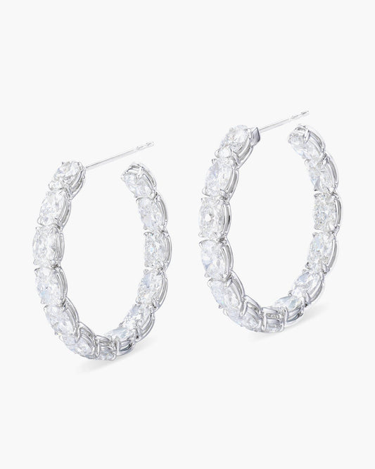 Oval Shape Diamond Hoop Earrings (0.60 carats)