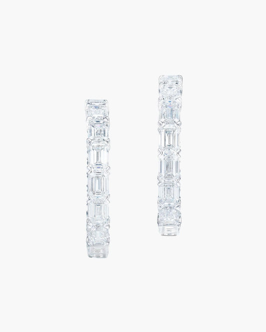 Emerald Cut Diamond Hoop Earrings (0.50 carat)