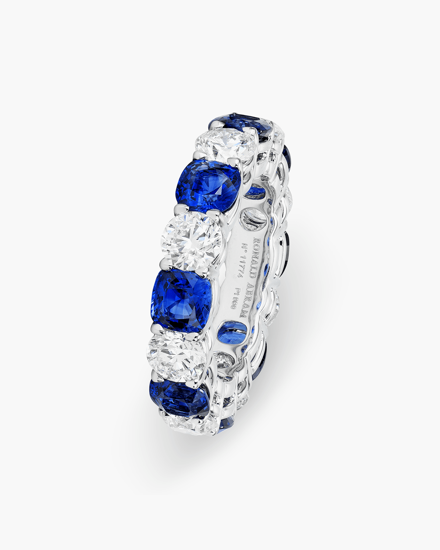 Cushion Cut Sapphire and Round Diamond Eternity Ring (0.80 carat)