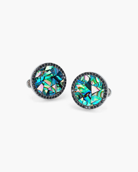 Black Diamond and Abalone Mosaic Cufflinks