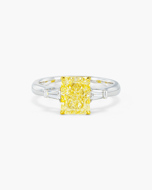 2.15 carat Radiant Cut Yellow and White Diamond Ring