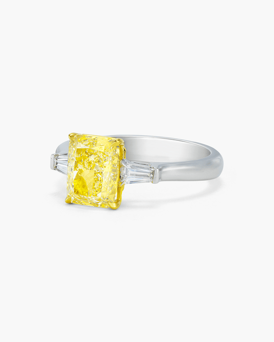 2.15 carat Radiant Cut Yellow and White Diamond Ring