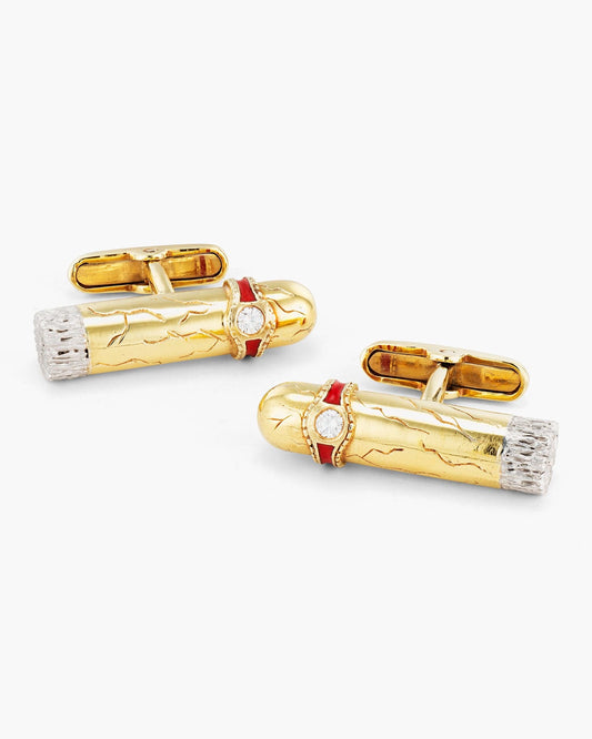Diamond and Enamel Cigar Cufflinks