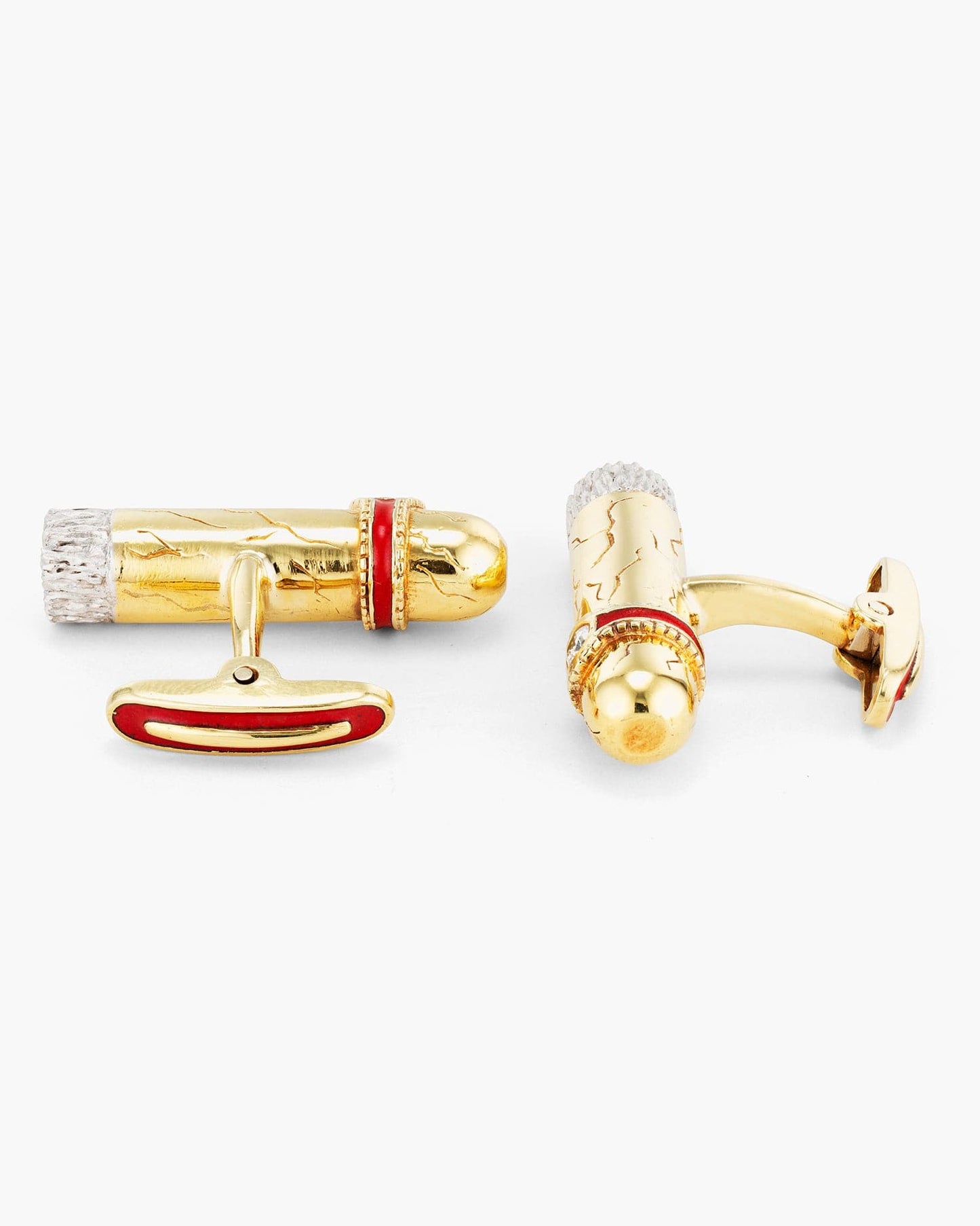 Diamond and Enamel Cigar Cufflinks