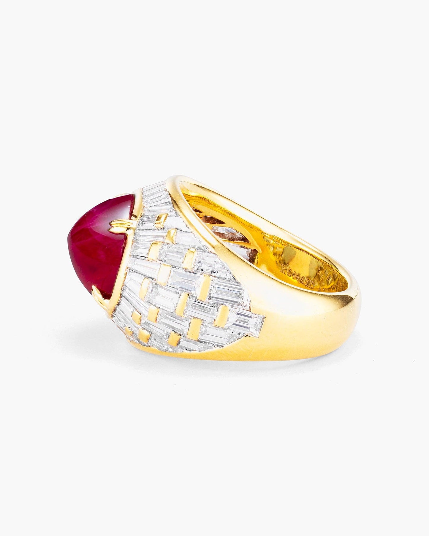 6.09 carat Cabochon Burmese Ruby and Diamond Ring