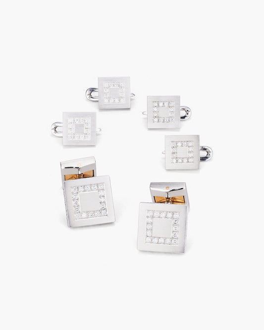 Diamond Square Cufflinks and Stud Set