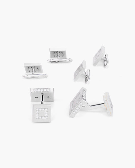 Diamond Square Cufflinks and Stud Set