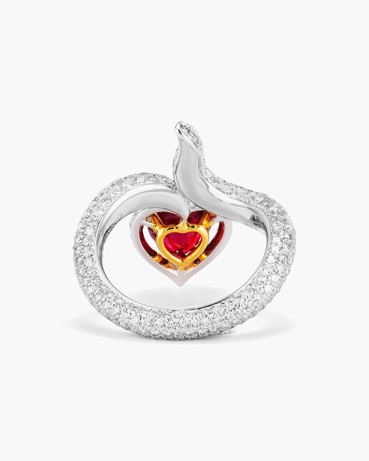 1.49 carat Heart Shape Burmese Ruby and Diamond Ring