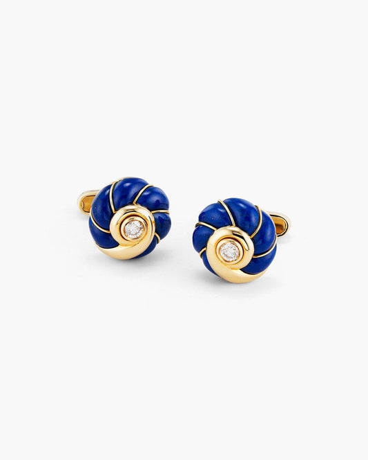 Diamond and Lapis Lazuli Fan Cufflinks