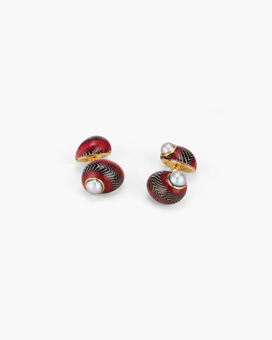 Nerita Communis Shell and Pearl Cufflinks