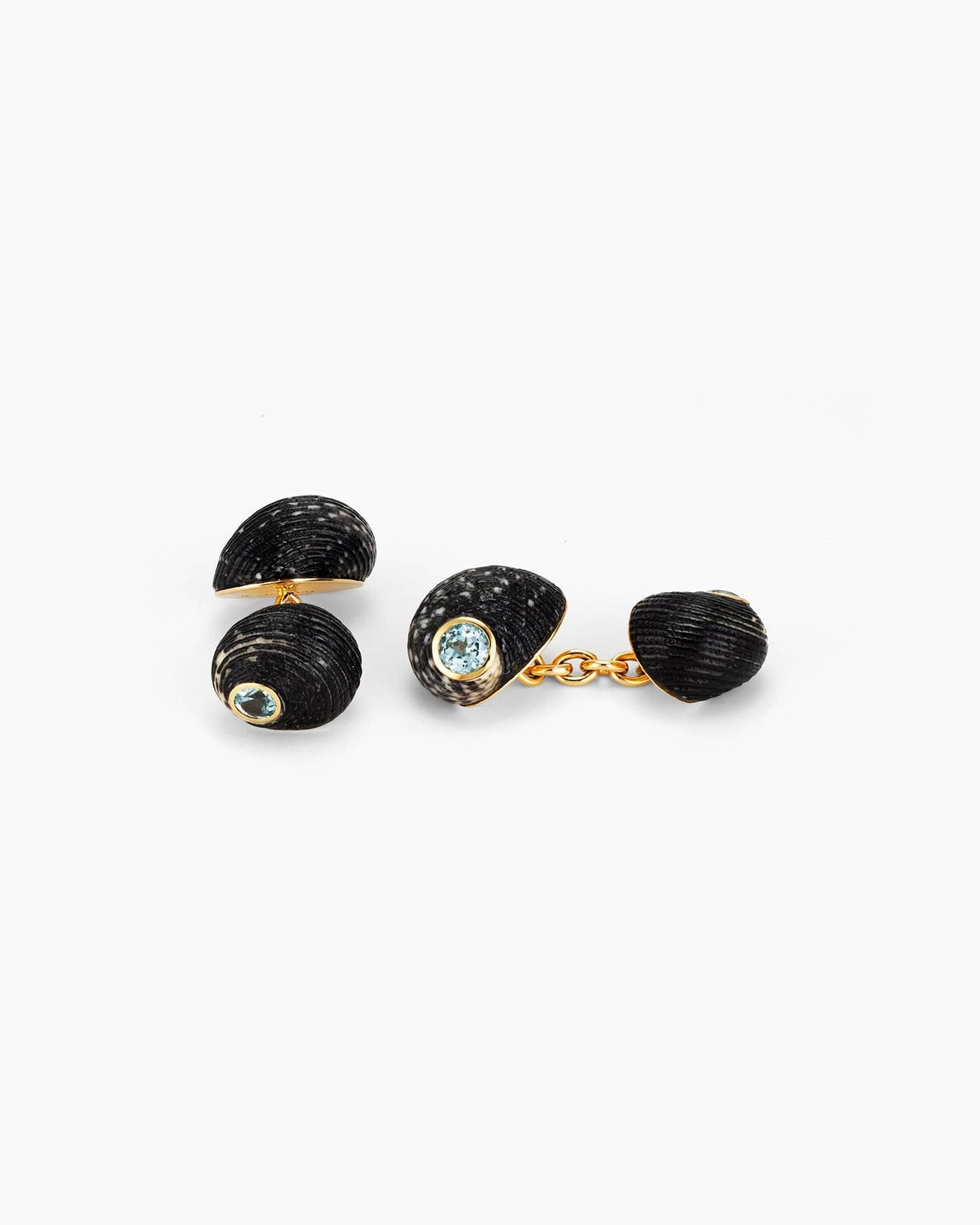 Neritina Ornata Shell and Topaz Cufflinks