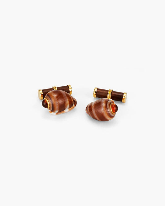 Cassidula Nucleus Shell, Citrine and Rose Wood Cufflinks