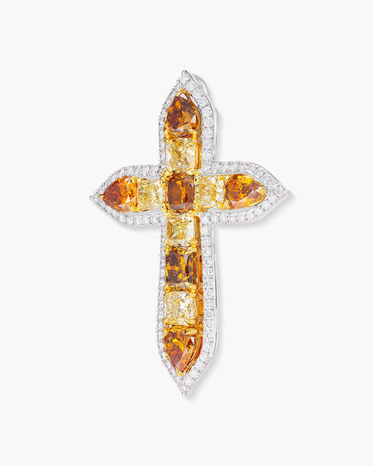 Fancy Coloured and White Diamond Cross Pendant Necklace, 6.53 carats