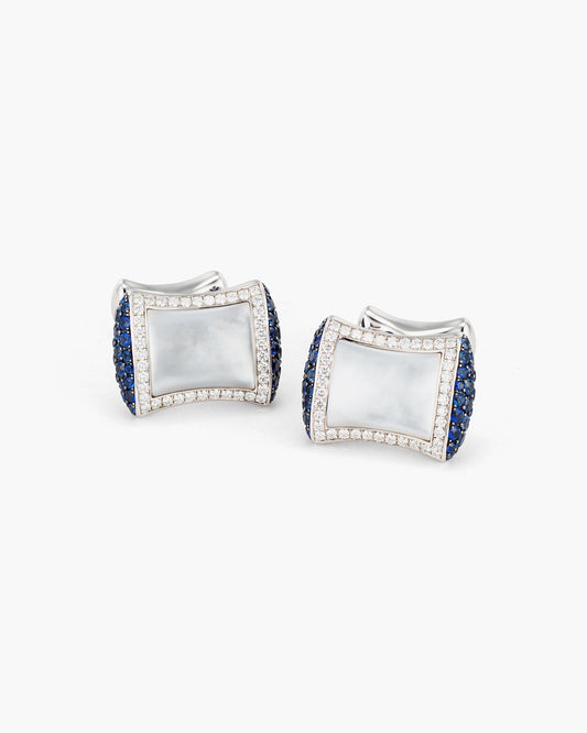 Diamond, Sapphire and Mother of Pearl Bow Cufflinks