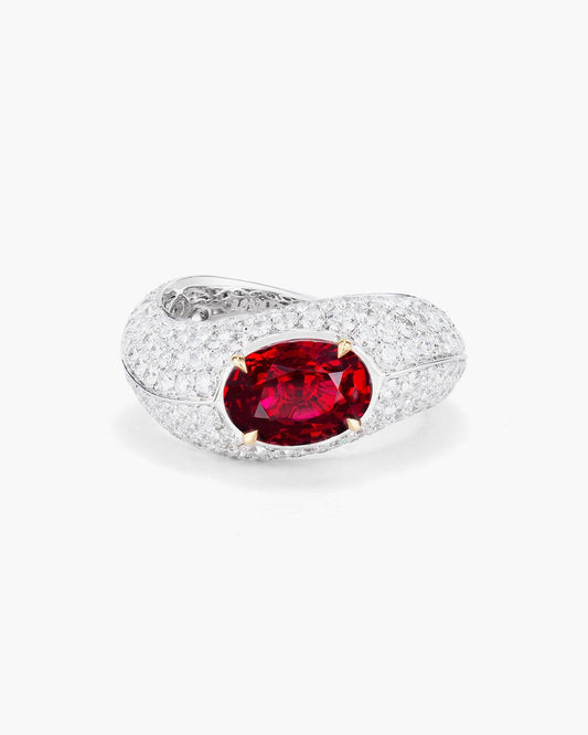 2.52 carat Oval Shape Mozambique Ruby and Diamond Ring