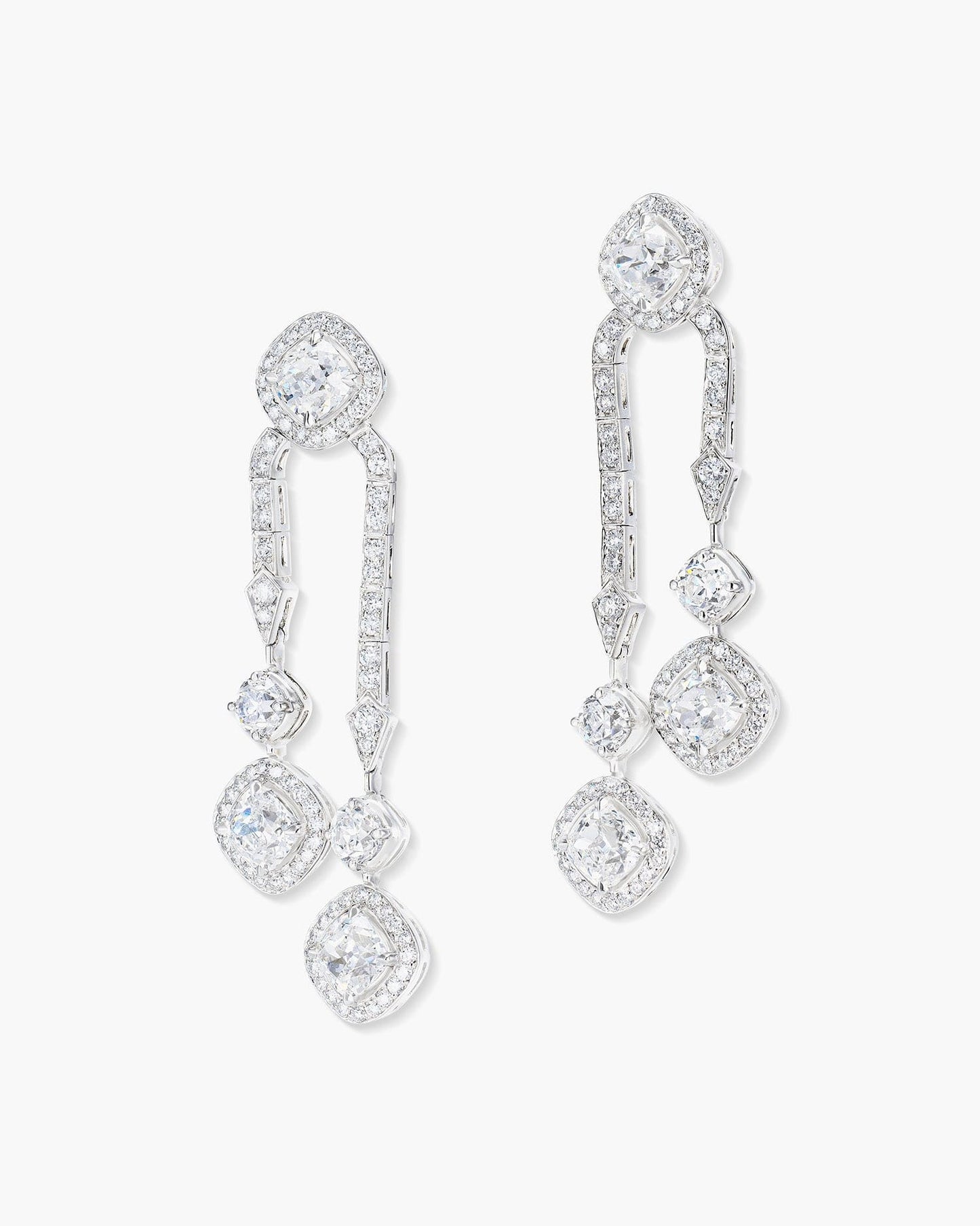 Antique Cushion Cut Diamond Drop Earrings