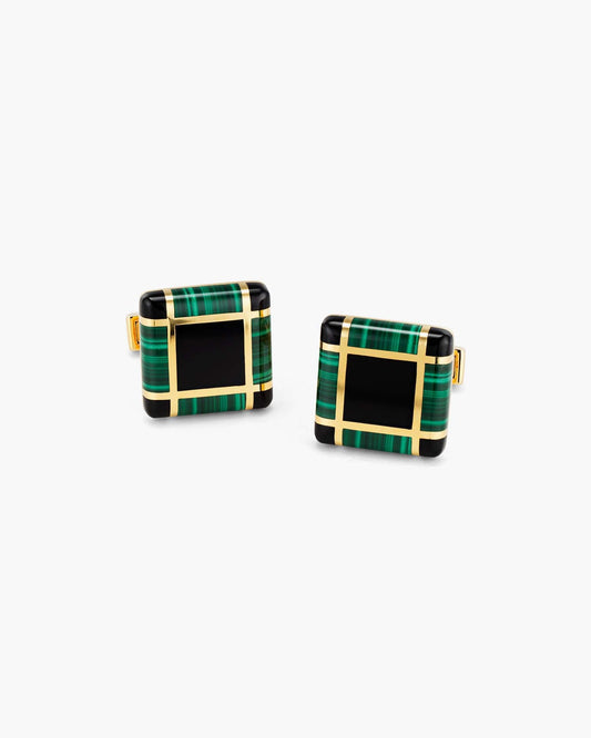 Malachite and Onyx Checkerboard Cufflinks
