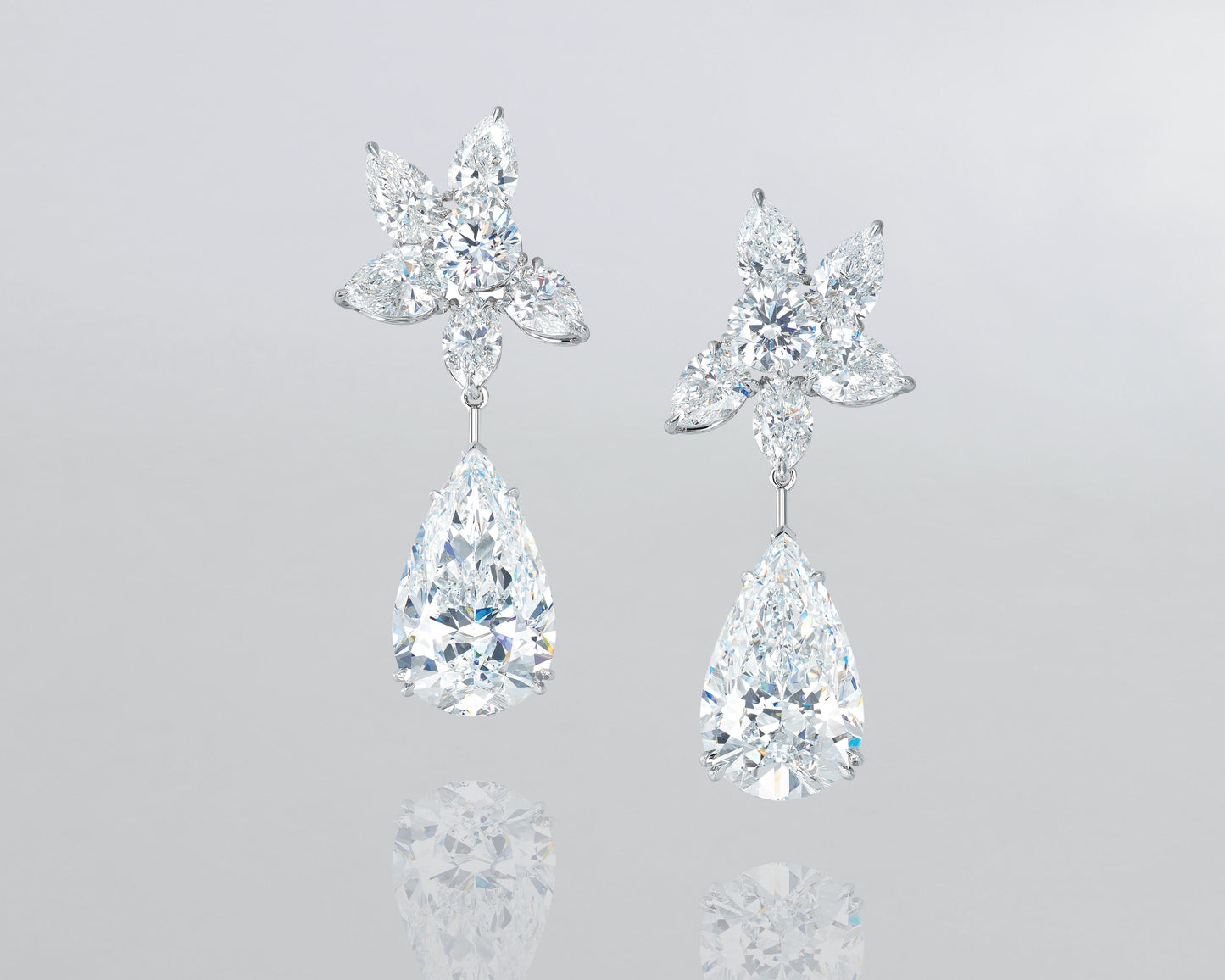 20.28 carat Pear Shape Diamond Drop Earrings