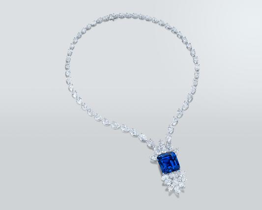 52.88 carat Cushion Cut Burmese Sapphire and Diamond Necklace