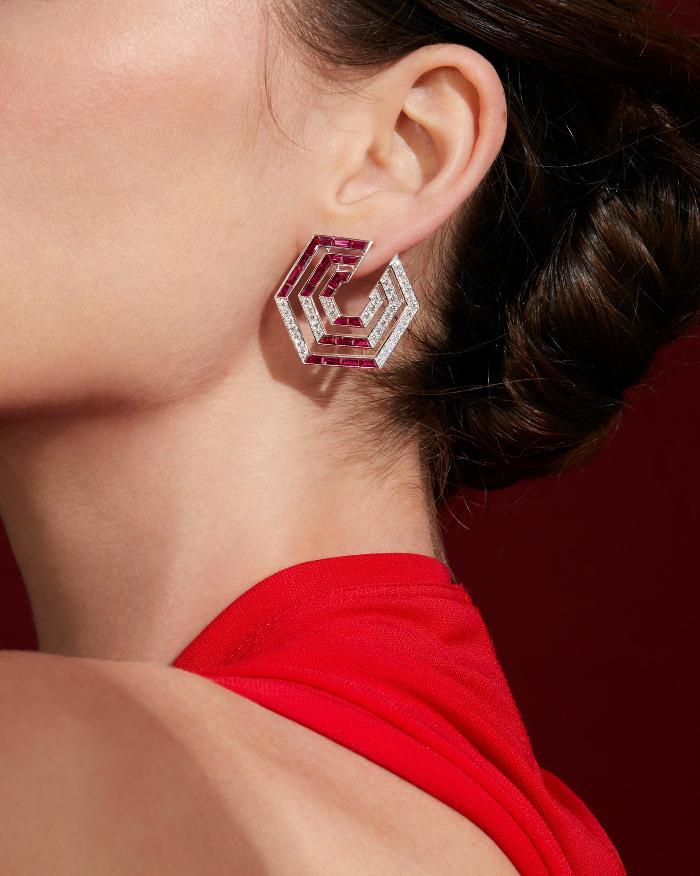 Ruby and Diamond Concentrica Earrings