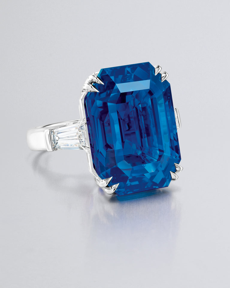 40.61 carat Emerald Cut Ceylon Sapphire Ring