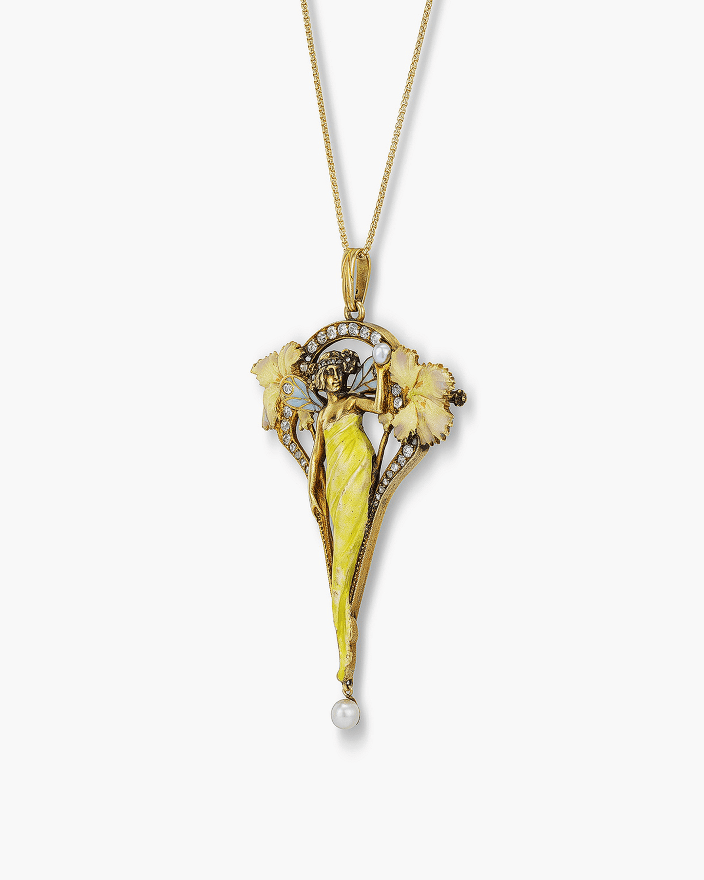 Art Nouveau Plique-à-jour Diamond Pendant by Masriera y Carreras