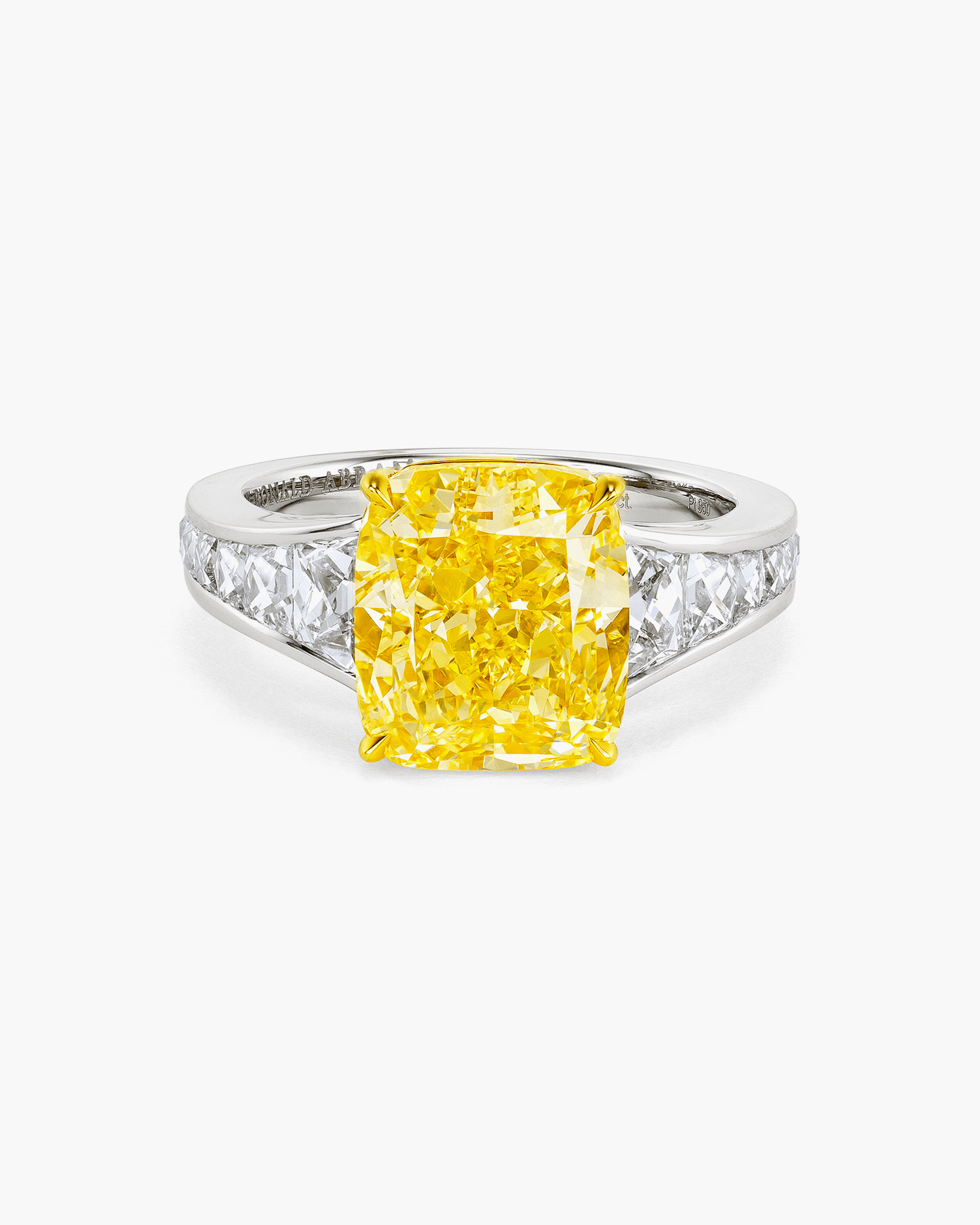 5.02 carat Cushion Cut Yellow and White Diamond Ring