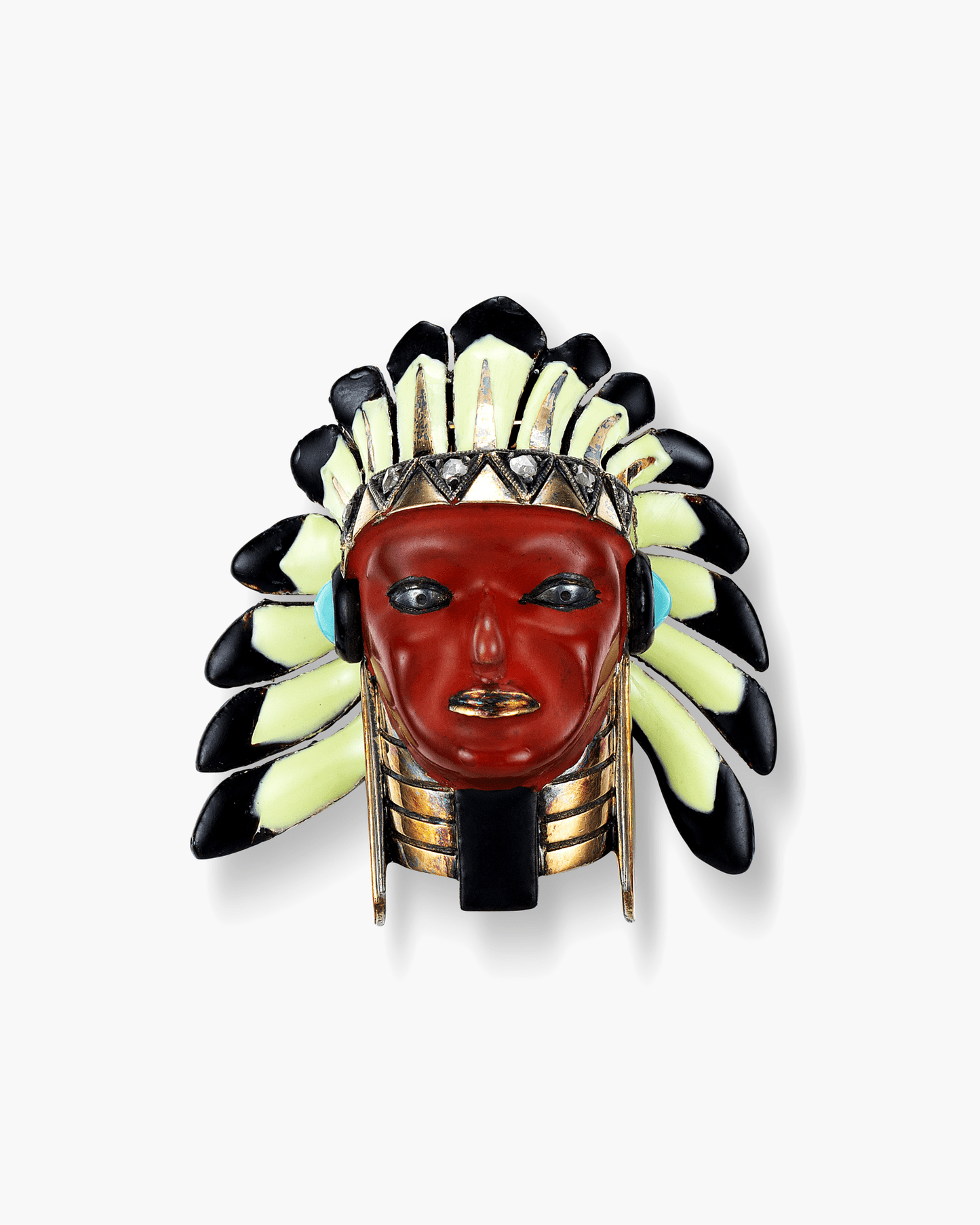 Art Deco Sioux Indian Head Brooch by Cartier