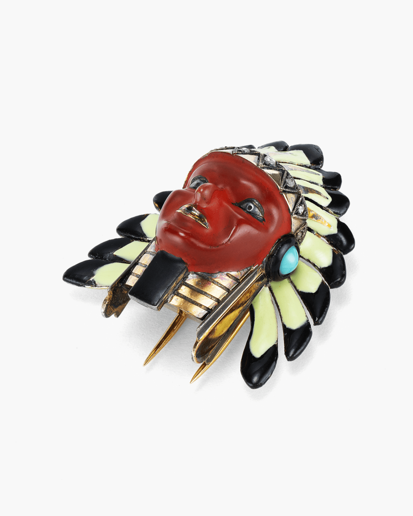 Art Deco Sioux Indian Head Brooch by Cartier