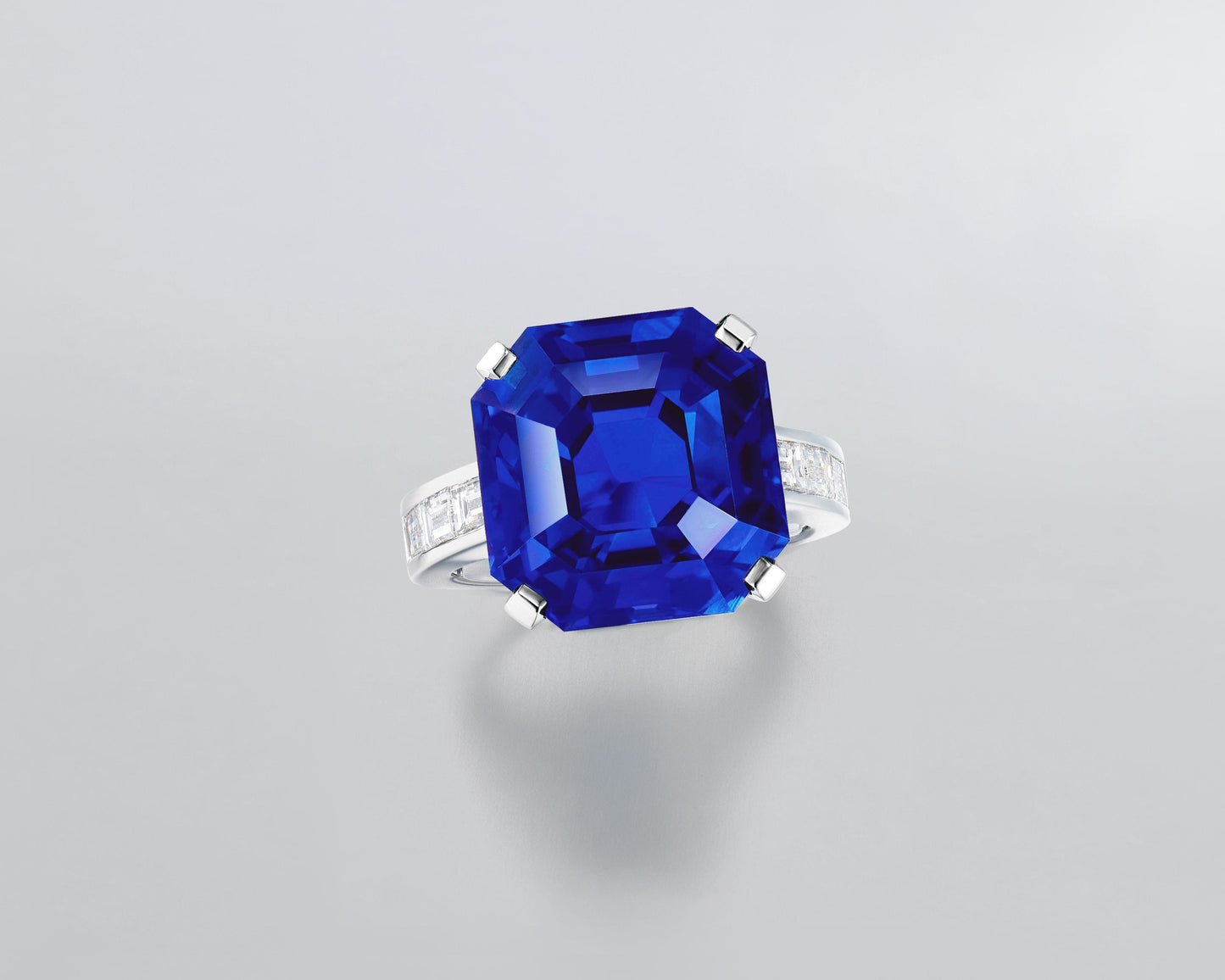 16.14 carat Asscher Cut Ceylon Sapphire Ring