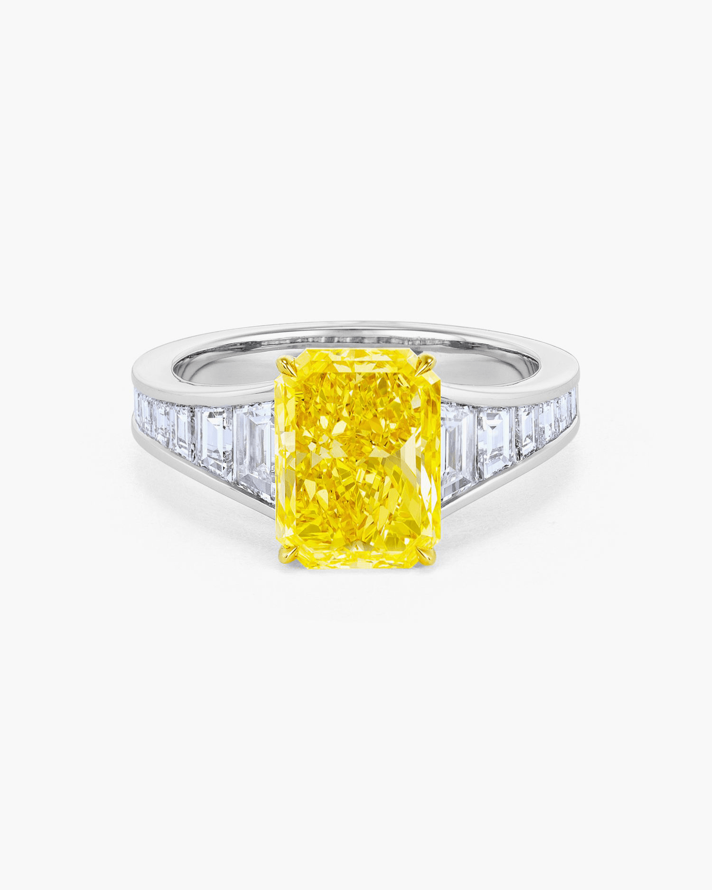 2.54 carat Radiant Cut Yellow and White Diamond Ring