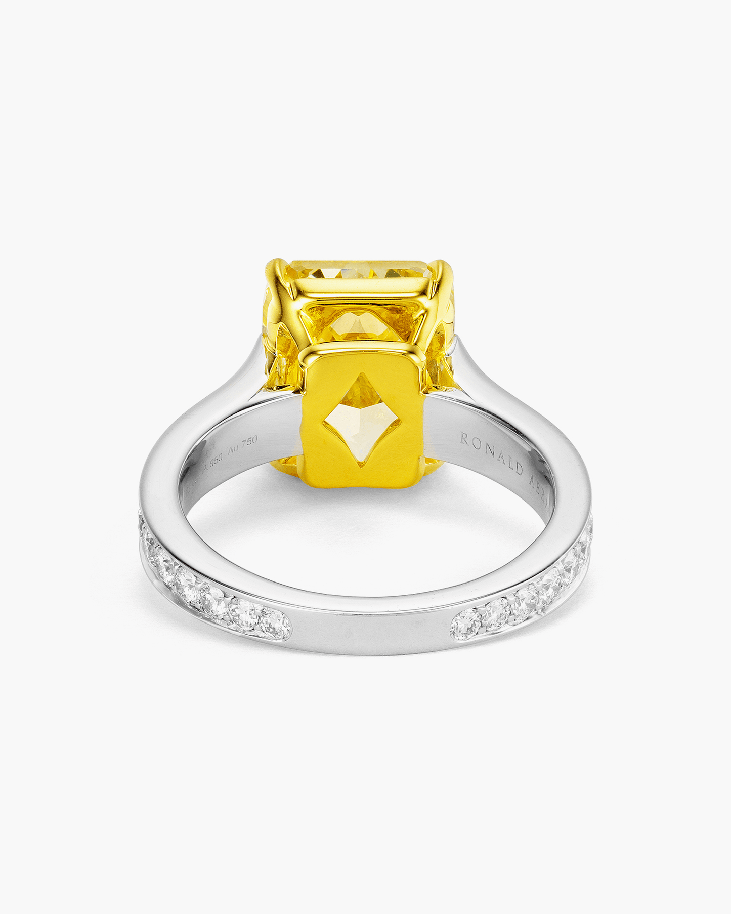 5.02 carat Radiant Cut Yellow and White Diamond Ring