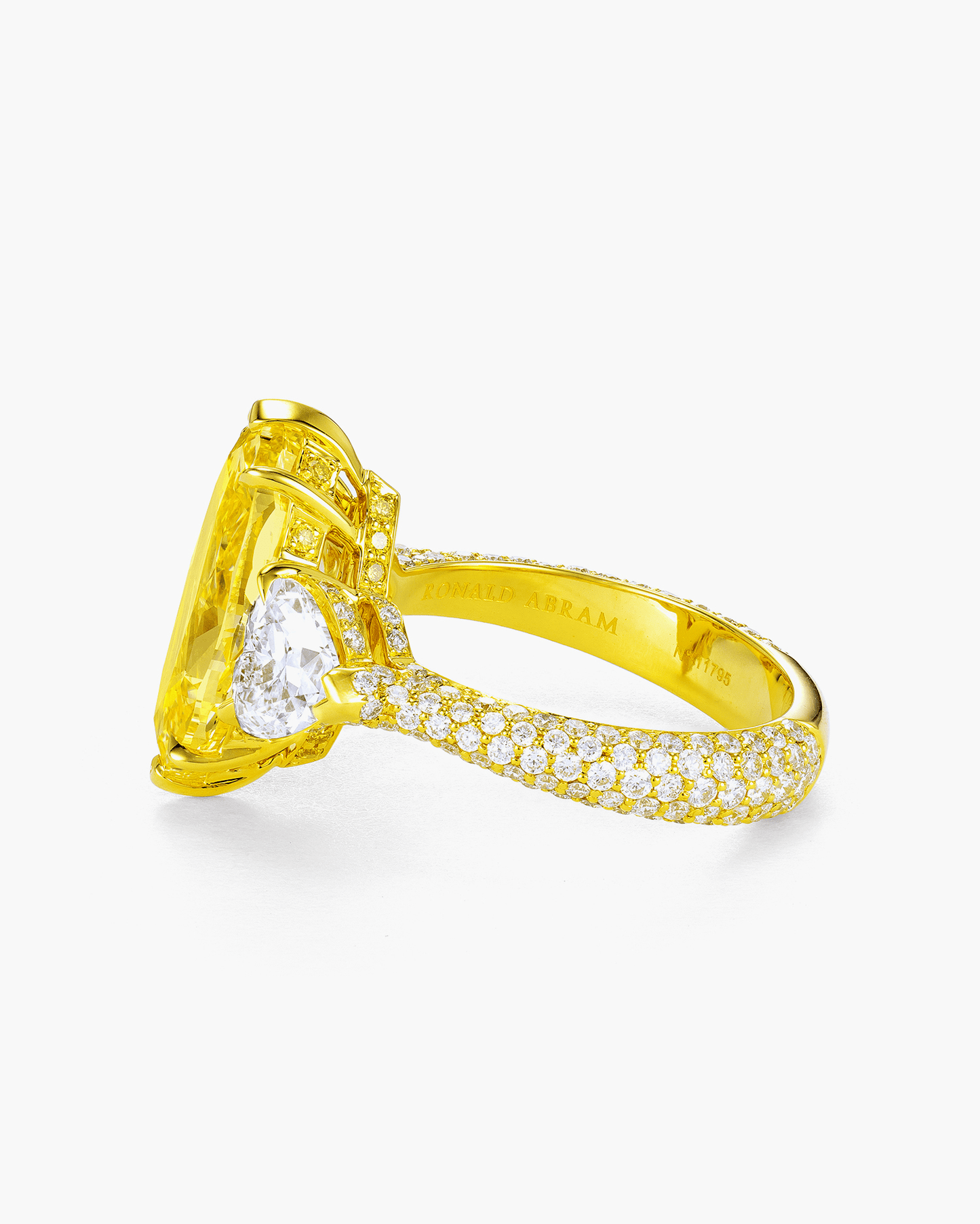 4.53 carat Marquise Shape Yellow and White Diamond Ring