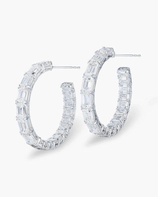 Emerald Cut Diamond Hoop Earrings (0.90 carat)